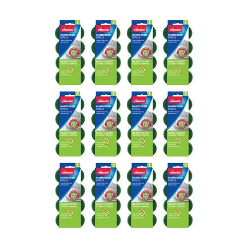 12x4pc Vileda Handi Dish Heavy Duty Refills Durable Cleaning Sponges