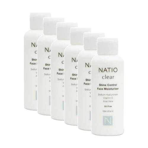 6PK Natio Face Moisturiser Clear Shine Control Sodium Hyaluronate 125ml