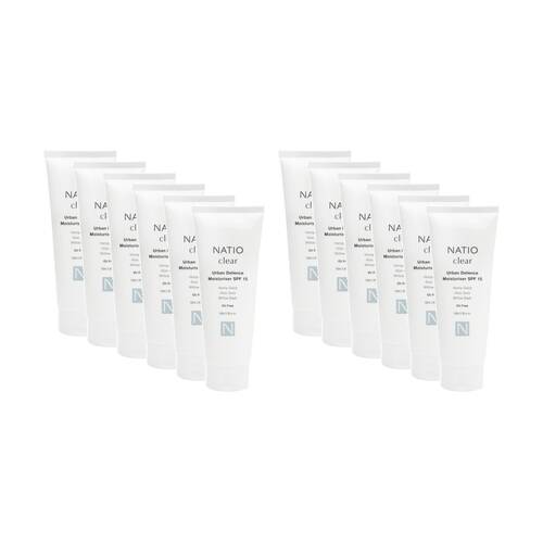 12PK Natio Moisturiser Clear Urban Defence Aloe Vera Willow Bark Oil 100ml