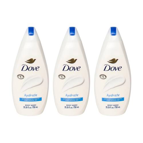 3PK Dove Gentle Cleanse Hydrate Body Wash Moisturising Formula 750ml