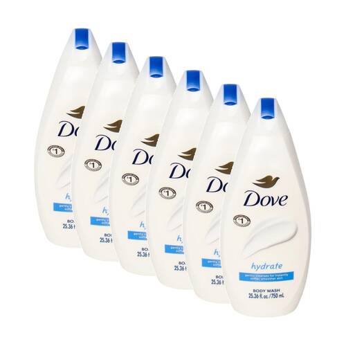6PK Dove Gentle Cleanse Hydrate Body Wash Moisturising Formula 750ml