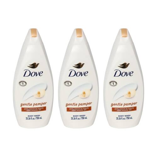 3PK Dove Gentle Cleanse Pamper Body Wash Nourishing Formula 750ml
