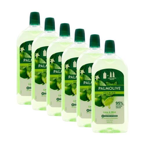 6PK Palmolive Foaming Antibacterial Cleansing Handwash Refill Lime & Mint 500ml