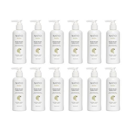 12PK Natio Kids Bubble Bath Splish Splash Sweet Orange Grapefruit Lavender 250mL