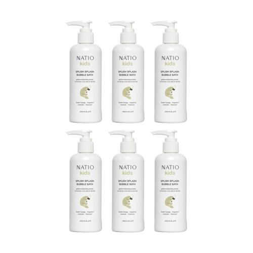 6PK Natio Kids Bubble Bath Splish Splash Sweet Orange Grapefruit Lavender 250mL