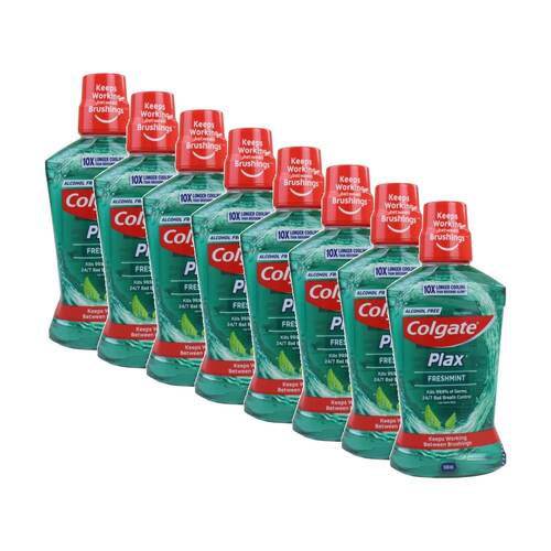 8PK Colgate Plax Refreshing Freshmint Oral Dental Breath Mouthwash 500ml