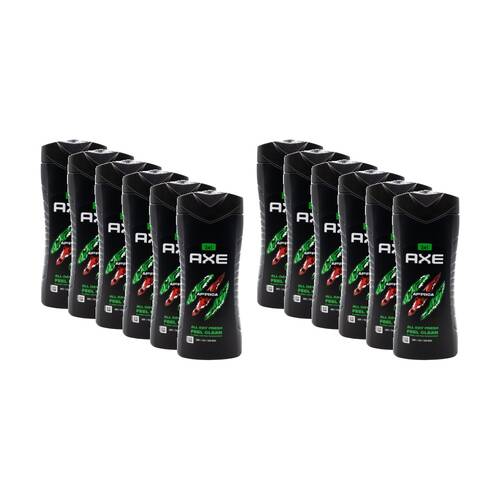 12PK Axe 3 In 1 Wash Body Face Hair Africa Fresh Clean Fragrance 400mL