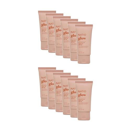 12x Natio Prep Prime Glow Clear Gel Broad Spectrum SPF50 High Protection 50mL