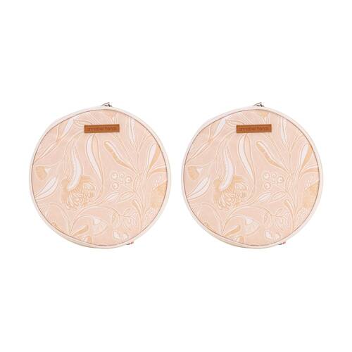 2x 8pc Annabel Trends Picnic Round Cutlery & Plate Set Trailing Natives Tan