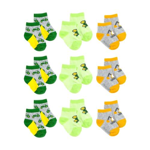 3x 3pc John Deere 0-6M Shortie Truck Design Cotton Blend Socks For Babies