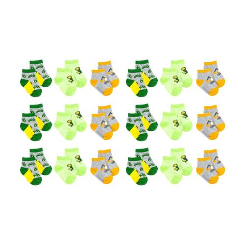 6x 3pc John Deere 6-12M Shortie Truck Design Cotton Blend Socks For Babies