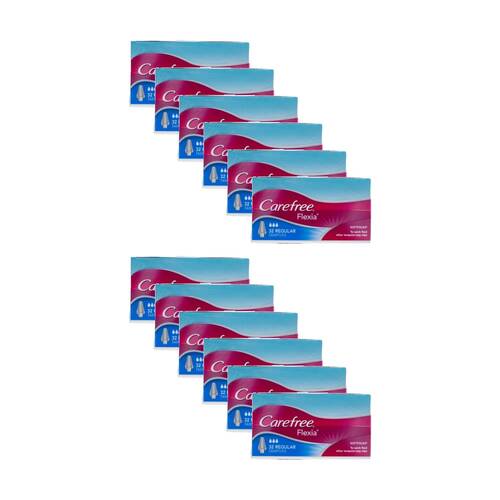 12x 32pc Carefree Flexia Regular Flow Tampons Pack W/ Wings Soft Folds