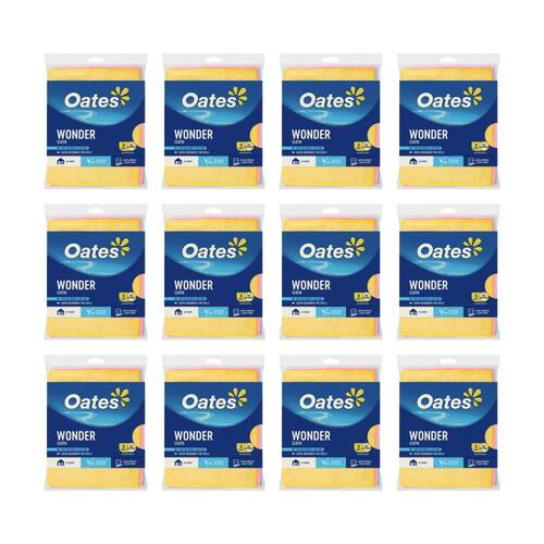 12x3pc Oates Wonder Cloth Natural Fibre Super Absorbent Multi-Purpose