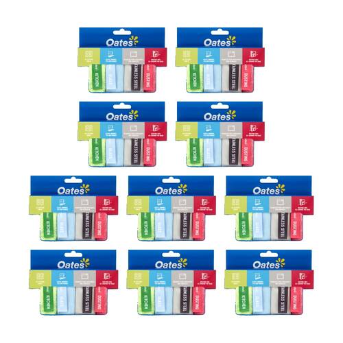 10x4pc Oates Microfibre Multi-Surface Cleaning Kit Colour Coded Cloths