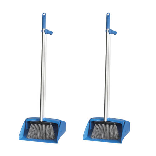 2PK Oates Commercial Lobby Pan And Brush Set Blue Aluminium Handles