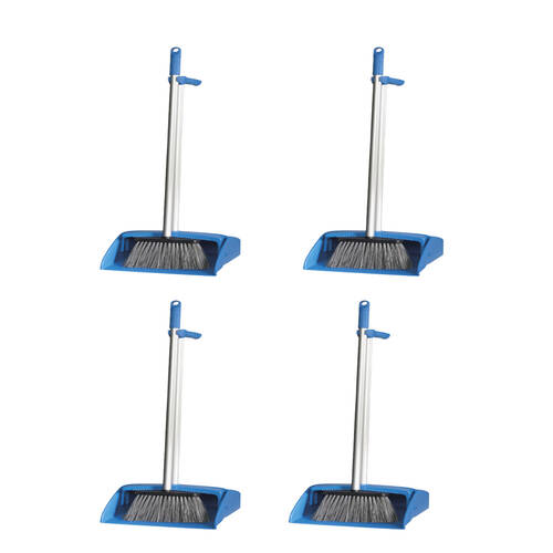 4PK Oates Commercial Lobby Pan And Brush Set Blue Aluminium Handles