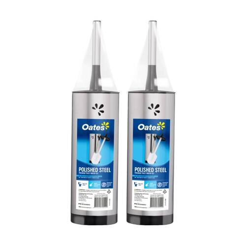 2PK Oates Polished Steel Premium Toilet Brush Set Fingerprint Resistant