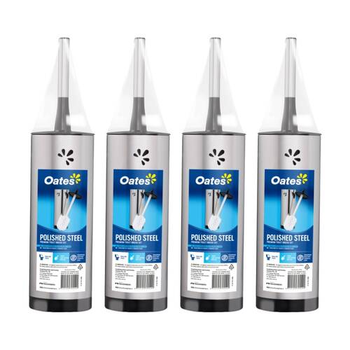 4PK Oates Polished Steel Premium Toilet Brush Set Fingerprint Resistant