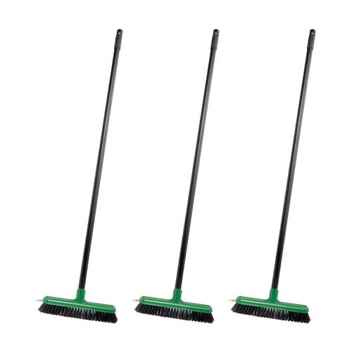 3PK Oates Compact Deck Scrub System Durable Bristles Powder Coated Handle
