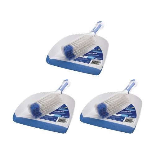3PK Oates Superior Grip Dustpan Set Electrostatic Rubber Edge Handle