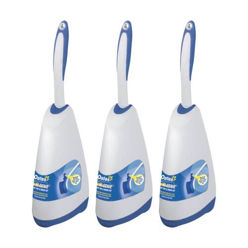 3PK Oates Hi-Genie Toilet Tidy Set Hygienic Brush With Ergonomic Handle