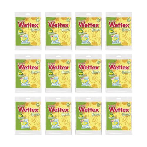 12x3pc Vileda Wettex Classic Sponge Cloth Biodegradable Absorbent Cloths