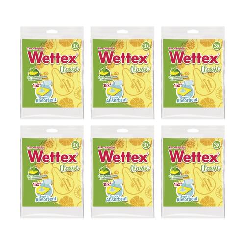 6x3pc Vileda Wettex Classic Sponge Cloth Biodegradable Absorbent Cloths