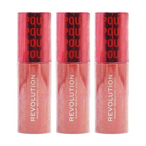 3PK Revolution Pout Tint Lip Gloss Long Lasting Colour Sweetie Coral 3ml
