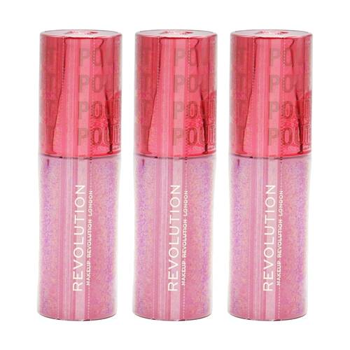 3PK Revolution Pout Tint Lip Gloss Long Lasting Colour Mad About Mauve 3ml