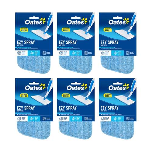 6PK Oates Ezy Spray Mop Refill Microfibre Pad Streakless Cleaning