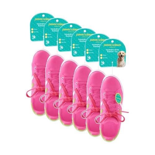 6x Paws And Claws Durable Squeaky Shoe Rubber Latex Dog Pet Toy 24cm Assorted