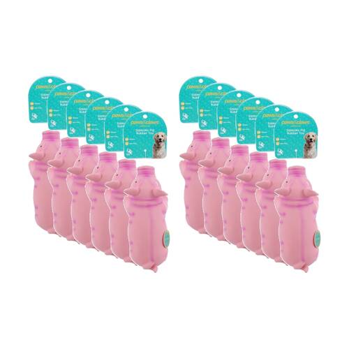 12PK Paws And Claws Squeaky Pig Rubber Latex Pet Dog Toy Durable 22cm