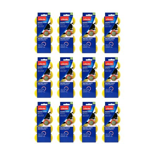 12x4pc Vileda Handi Dish MicroSoft Refills Non-Scratch Cleaning Sponges