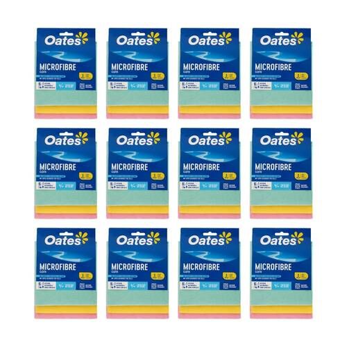 12x3pc Oates Microfibre Cloth Multi-Purpose Cleaning Cloths For Home Use