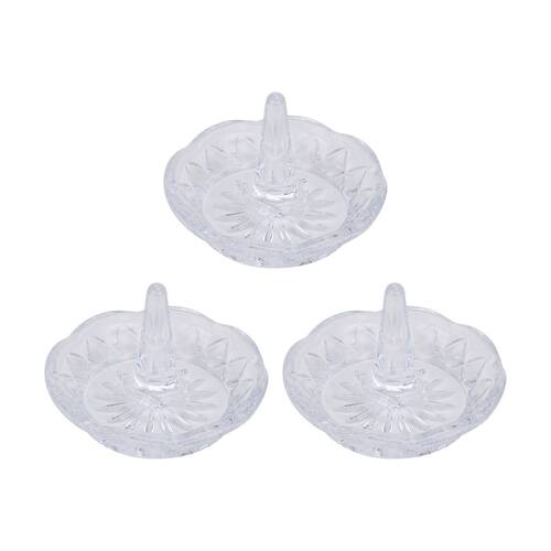 3PK Annabel Trends Glass Jewellery/Ring Luxe Round Holder Organiser Clear