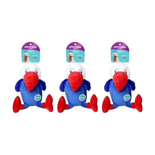 3x Paws And Claws Super Soft Jumbo Bird Plush Dog Pet Toy W/ Squeaker 30x22cm