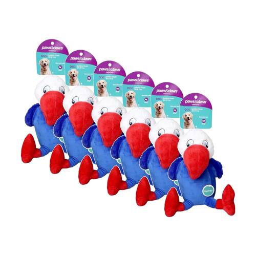 6x Paws And Claws Super Soft Jumbo Bird Plush Dog Pet Toy W/ Squeaker 30x22cm