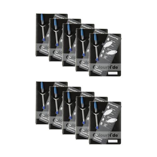 10PK Colourhide A5 Spiral Subject Book School Writing Notebook 300 Pages Black