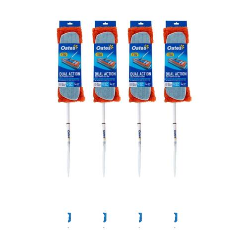 4PK Oates Dual Action Multi-Purpose Flat Mop Extendable Handle Swivel Head