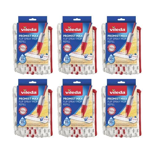 6PK Vileda ProMist Max Spray Mop Refill Double-Sided Reusable Pad