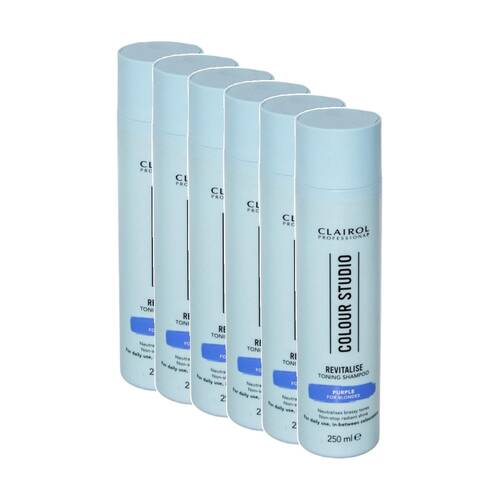 6PK Clairol Professional Colour Studio Revitalise Shampoo Purple Toning 250mL