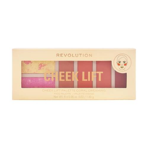 Revolution Cheek Lift Palette Coral Dreaming Face Blush Makeup 1.8g