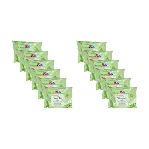 12x 25pc Simple Cleansing Facial Wipes Gentle Makeup Removal & Sensitive Skin