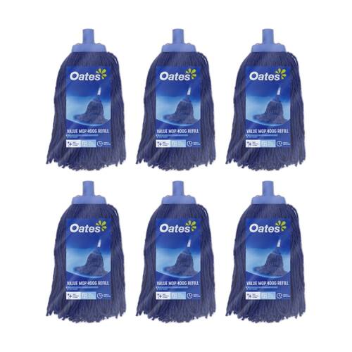 6PK Oates Value Mop Refill Absorbent Cleaning Replacement Pad Blue 400g