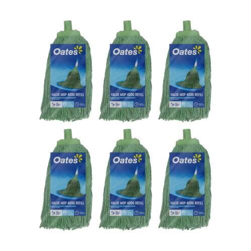 6PK Oates Value Mop Refill Absorbent Practical Cleaning Green 400g