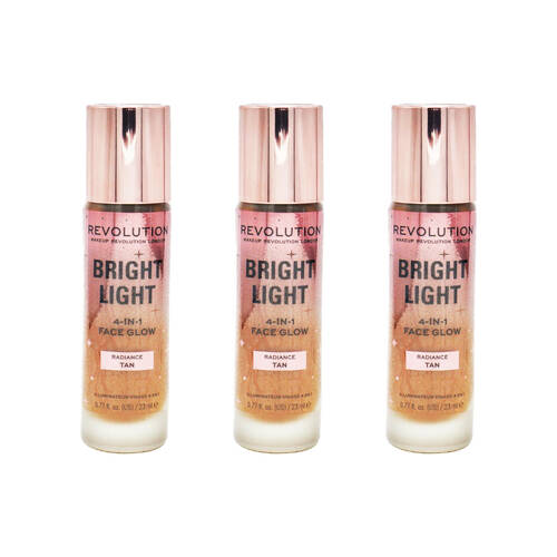 3PK Revolution Bright Light 4-in-1 Face Glow Makeup Radiance Tan 23ml
