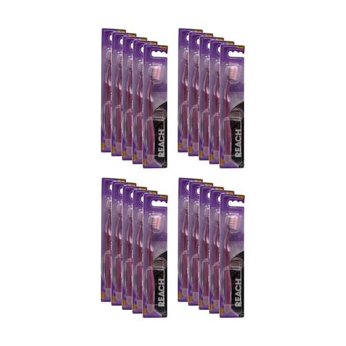 20PK Reach Ultimate Care Toothbrush W/ 14-Degree Angled Neck Soft Asstd Colours