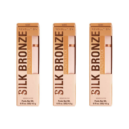 3PK Revolution Skin Silk Bronzer Stick Face Complexion Makeup Fair Sand 4.5g