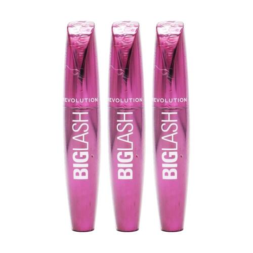 3PK Revolution Big Lash Mascara Burgundy Volumising Lengthening Eye Makeup 8ml