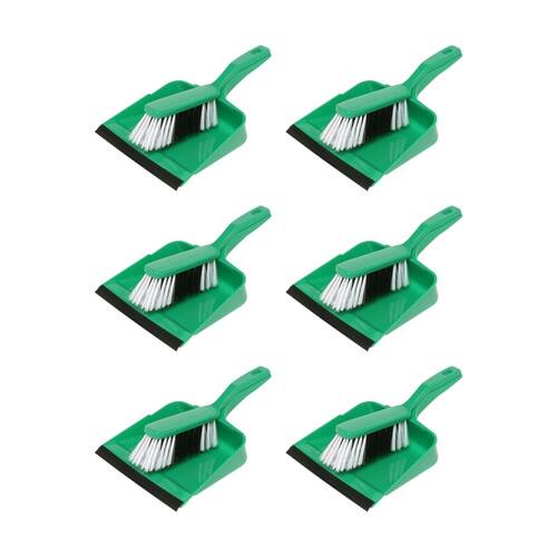 6PK Edco Flagged Fill Dustpan & Brush Set Commercial/Domestic Green 220x110mm